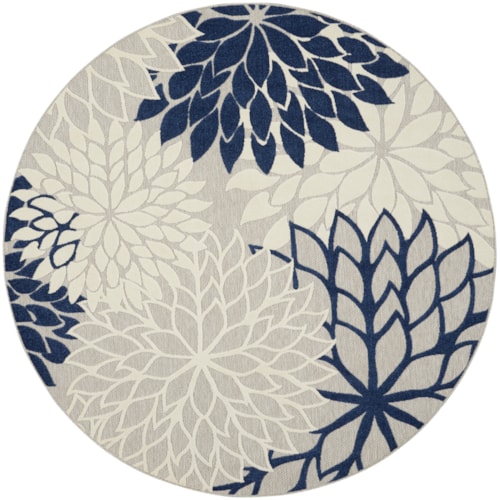 7'10"  Ivory/Navy Round Rug
