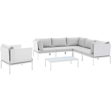 Outdoor 7-Piece Aluminum Sectional Sofa Set