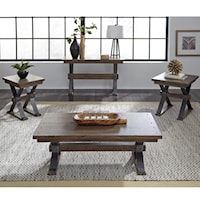 Rustic Industrial 3-Piece Occasional Set with Nail Head Accents