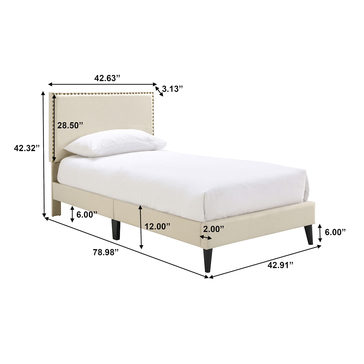 Accentrics Home Fashion Beds Twin Upholstered Bed