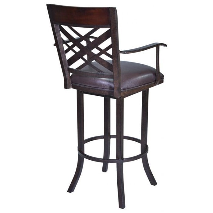 Armen Living Tahiti 30" Swivel Arm Bar Stool with X-Back