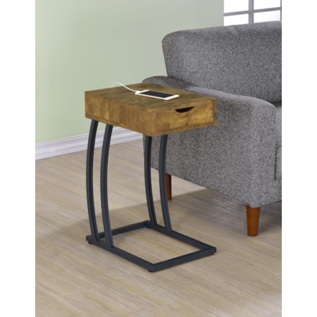 ACCENT TABLE NUTMEG | W/ POWER STRIP &amp; USB P