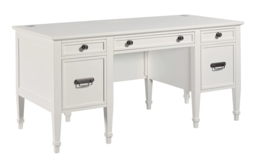 Transitional 5-Drawer Desk with Cord Management
