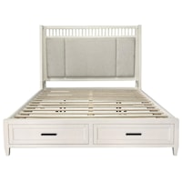 Farmhouse Queen Platform Bed With Footboard Storage
