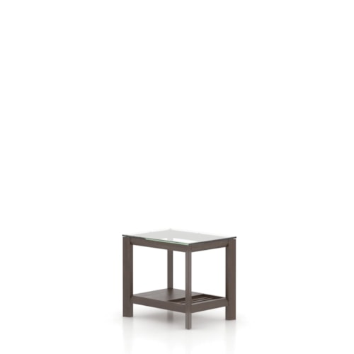 Contemporary Fusion Rectangular End Table with Glass Top