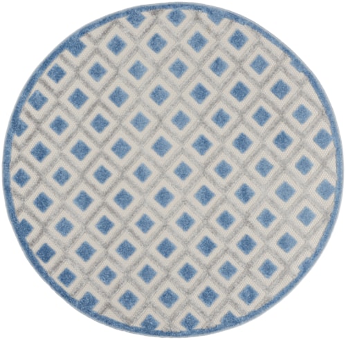 5'3"  Blue/Grey Round Rug
