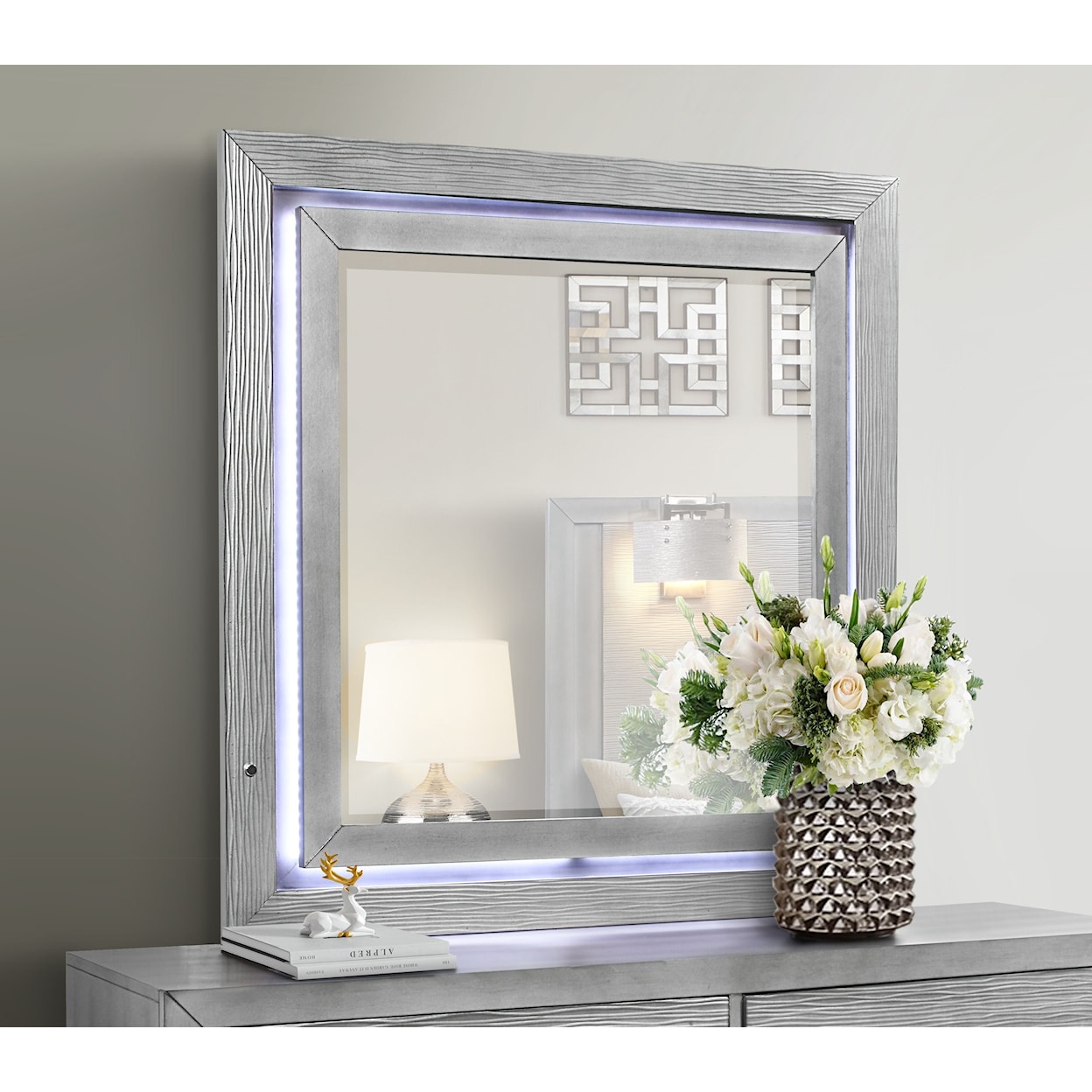 Global Furniture Tiffany Dresser Mirror with LED Lights