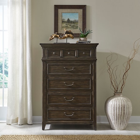 Traditional 5-Drawer Bedroom Chest with Felt-Lined Drawer