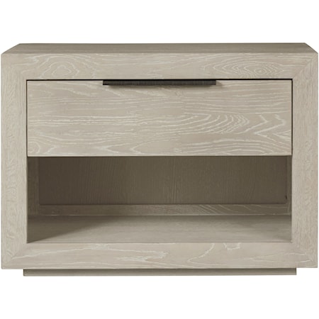 Contemporary 1-Drawer Nightstand with Open Display Shelf