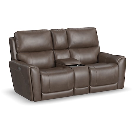 Casual Power Reclining Loveseat with Storage Console