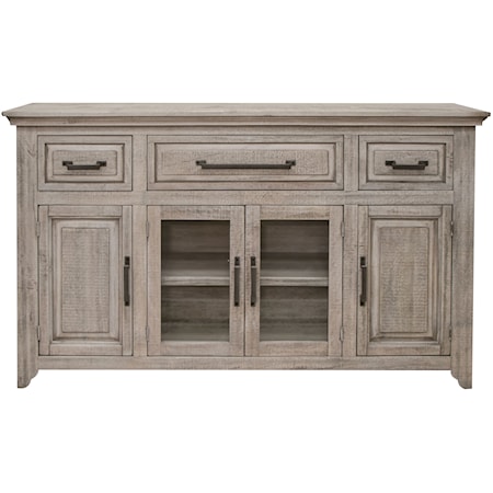 Rustic 4-Door Console with Drawers
