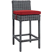 Summon Coastal Outdoor Patio Sunbrella® Bar Stool - Gray/Red