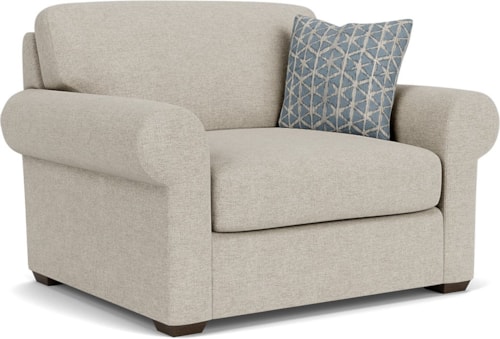 Transitional Upholstered Accent Chair with Rolled Arm