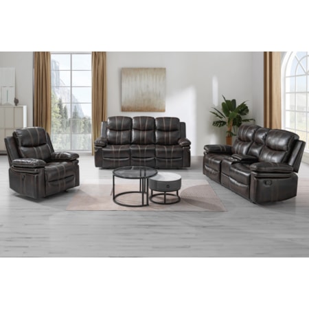 Manual Reclining Console Loveseat