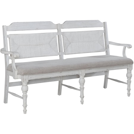 Farmhouse Dining Bench with Upholstered Seat