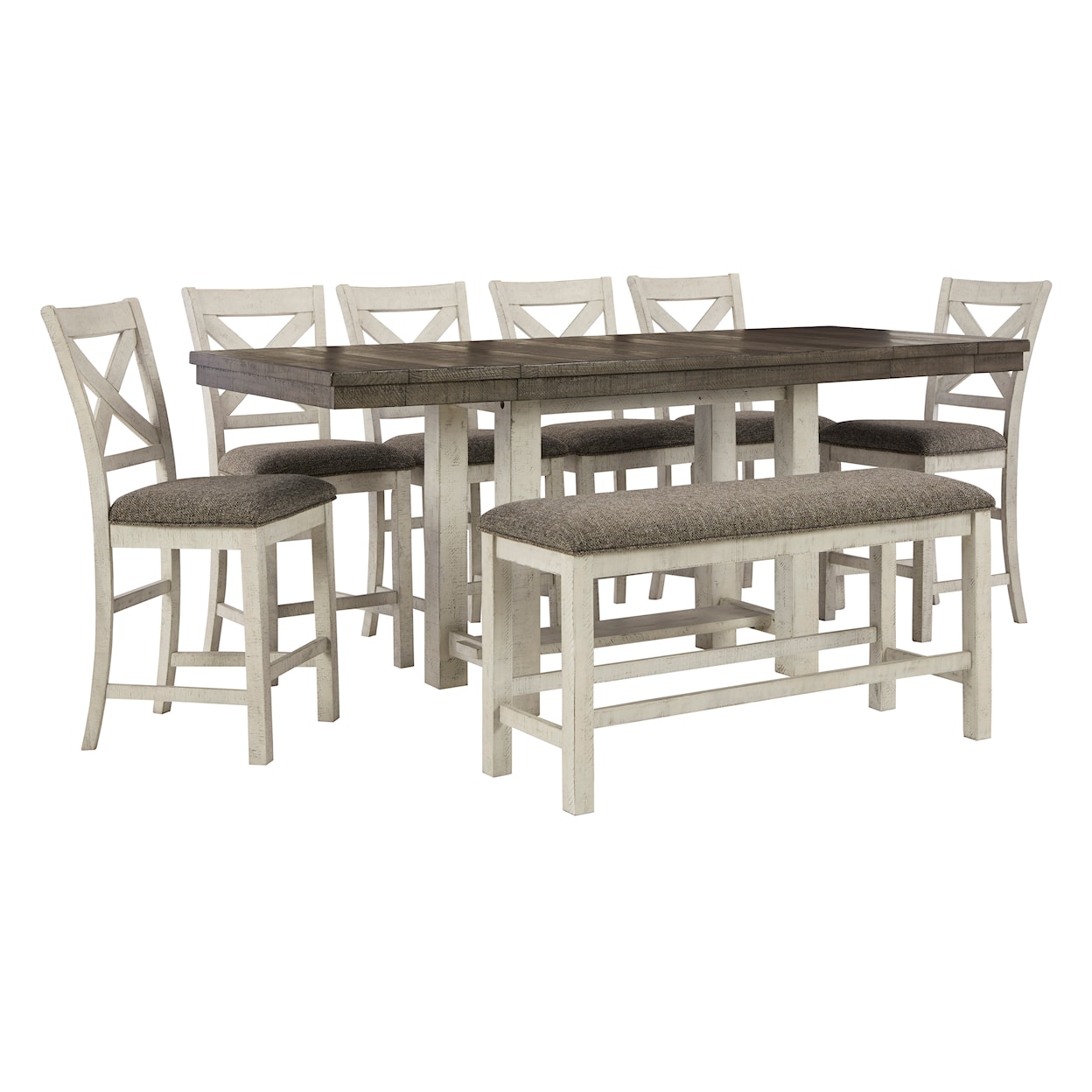 Benchcraft Brewgan 8-Piece Dining Set with Bench