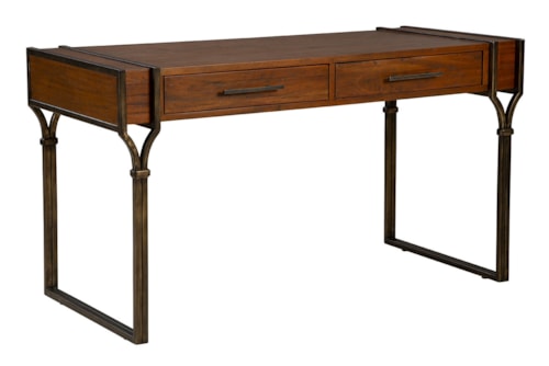 Industrial 2-Drawer Desk with Antique Metal Legs