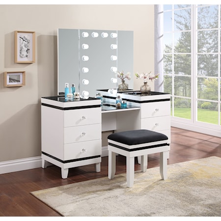 Talei 6-drawer Vanity Set w/ Lighting and