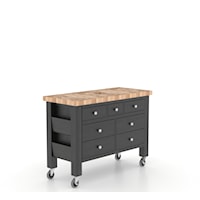 Transitional Customizable Kitchen Island with Butcher Block Top and Wheels