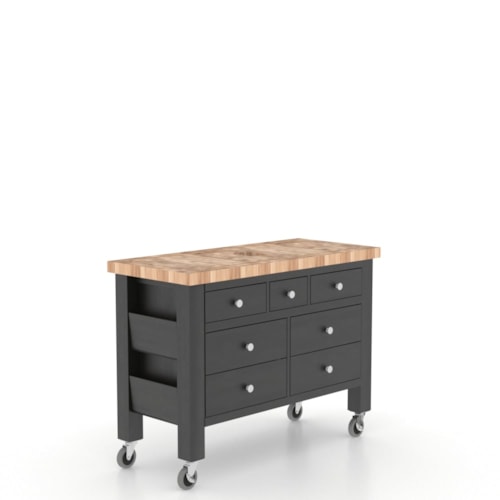 Transitional Customizable Kitchen Island with Wheels