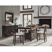 Casual 5-Piece Counter Height Dining Set with Storage