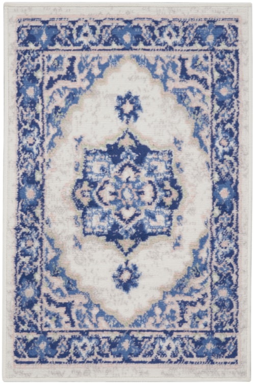 2' x 3' Ivory Blue Rectangle Rug
