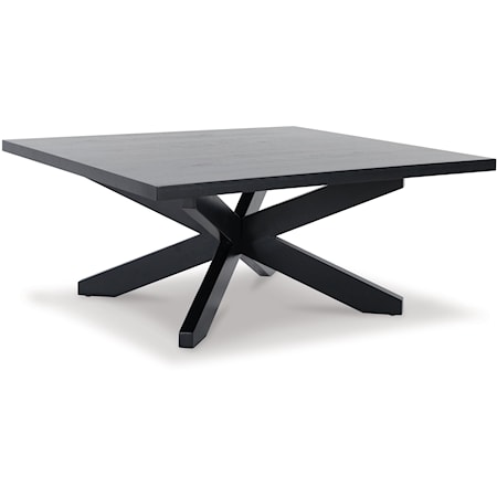 Contemporary Square Coffee Table in Black Finish