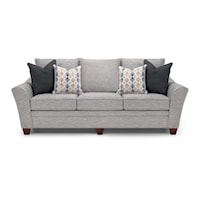 Casual Stationary Sofa with Flared Armrests