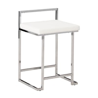 Counter Height Bar Stool with White Faux Leather Seat