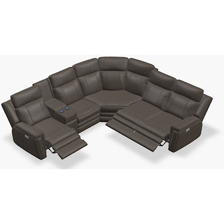 4-Seat Corner Curve Sectional w/ 4 Recliners