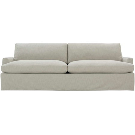 Casual 96" Slipcover Sofa with Loose Pillow Back