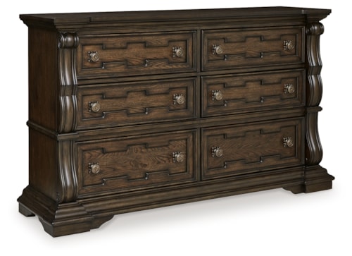 Traditional 6-Drawer Dresser with Felt-Lined Top Drawer