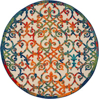 5'3"  Multicolor Round Rug