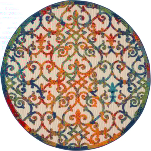 4'  Multicolor Round Rug