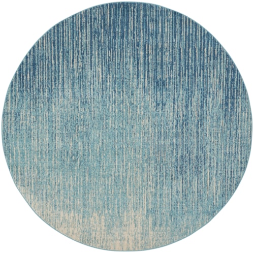 8'  Navy/Light Blue Round Rug