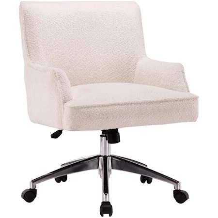 Contemporary White Fabric Low Back Desk Chair