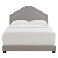 Transitional Shaped Back Upholstered Queen Bed in Smoke Gray