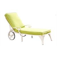 Traditional Outdoor Chaise Lounge with Cushion and Wheels