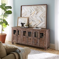 Rustic 70 Inch Accent Entertainment Console with Wire Management Features