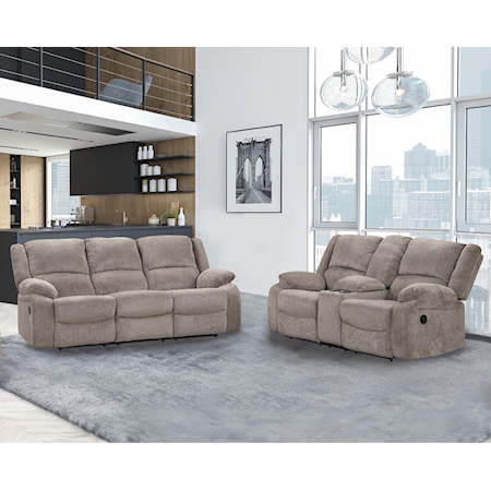 Manual Reclining Sofa and Loveseat Set