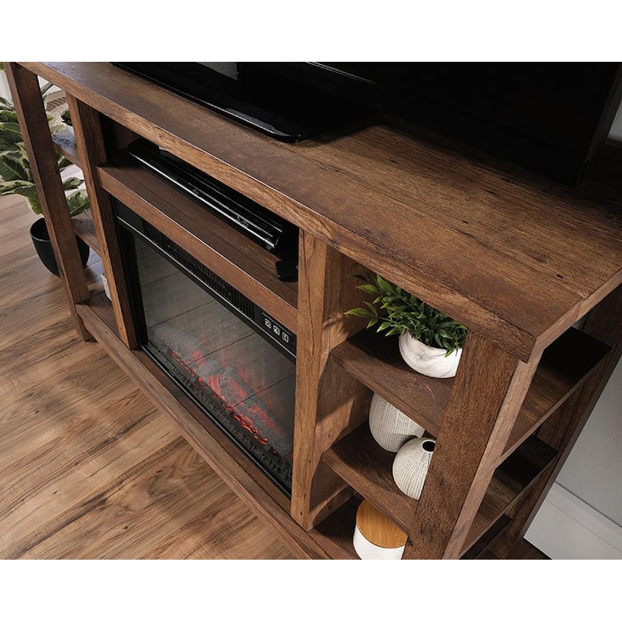 Sauder Misc Entertainment Fireplace TV Stand Credenza