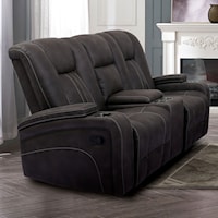 Transitional Glider Console Loveseat with Cup Holders and USP Port