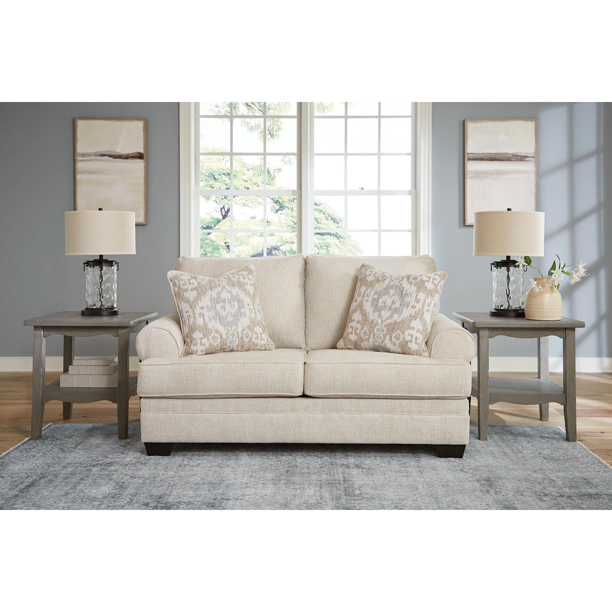 Benchcraft Riley 400-3480935 Contemporary Loveseat with Rolled Armrests ...