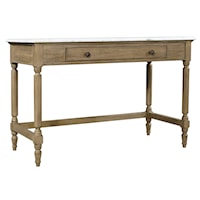 Transitional Writing Desk with Marble Top and Drop-Front Keyboard