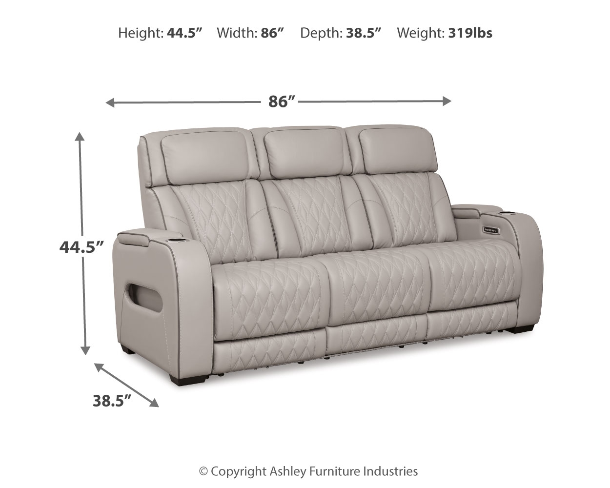 Pwr Rec Sofa With Adj Headrest