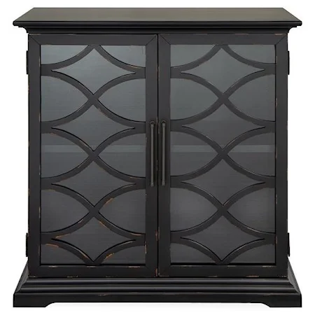 Transitional 2-Door Accent Cabinet with Glass Doors