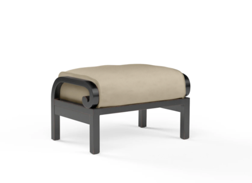 Traditional Outdoor Cushioned Rectangular Ottoman