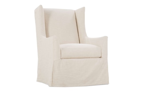Casual Slipcover Swivel Glider Accent Chair with Cloud Cushion