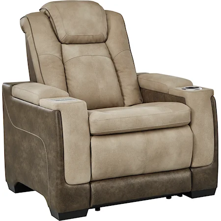 Signature Design by Ashley The Man-Den U8530613 Contemporary Power Recliner  with Adjustable Headrest and Lumbar Support, Arwood's Furniture
