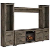 Trinell Rustic Entertainment Center with Electric Fireplace